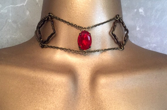 Special New Lovely Melisandre Choker Necklace Game Of Thrones With Red Crystals