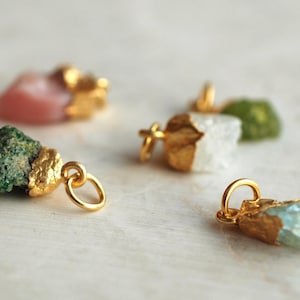 AVA . Raw gemstone pendant (chain optional) / 24 ct gold plated silver / birthday gifts / personalized gifts.