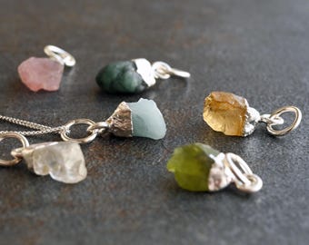 Raw Crystal Pendant with Sterling Silver Cap – AVA | Optional Sterling Silver Chain