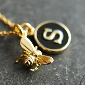 Honey . inspirational necklace / bee / Initial necklace / name necklace / custom jewelry / personalized jewelry image 2