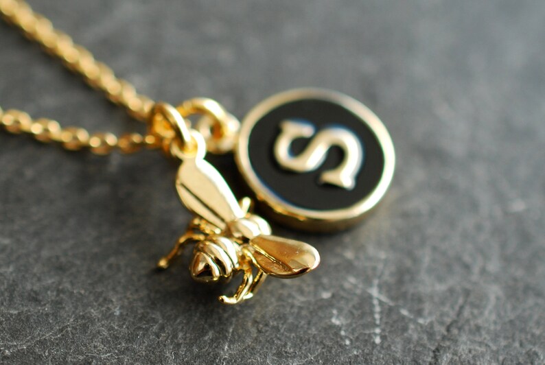 Honey . inspirational necklace / bee / Initial necklace / name necklace / custom jewelry / personalized jewelry image 2