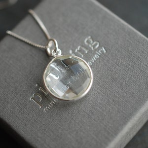 LUNA . Gemstone necklace with long Sterling Silver Box Chain / personalized gifts for her / birthday gift ideas Crystal