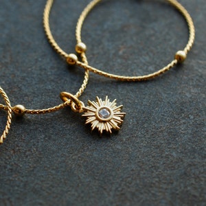 CELESTE . Tiny sun charm necklace . 16k Gold plated with cubic zirconia . Gift ideas  for women . Layering necklace . FW 20 21