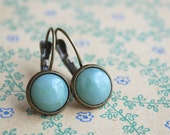 Jade green  ""  mint pastel green Cabochon Earrings