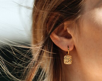 AURELIA . Gold hoops with charms . Mother's day gifts