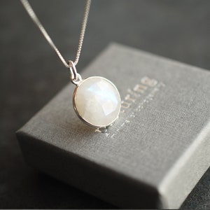 LUNA . Gemstone necklace with long Sterling Silver Box Chain / personalized gifts for her / birthday gift ideas Moonstone