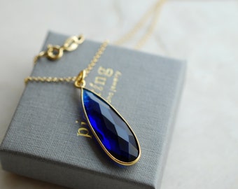 Eye-catching BLUE IOLITE drop pendant on a genuine gold-plated 925 silver chain / Birthstones / Gift ideas / Christmas