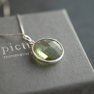 LUNA . Gemstone necklace with long Sterling Silver Box Chain / personalized gifts for her / birthday gift ideas Green Amethyst