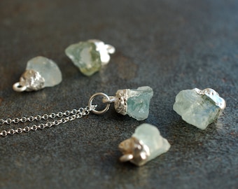 Raw gemstone pendant (chain optional) / Sterling silver / birthday gifts / personalized gifts.