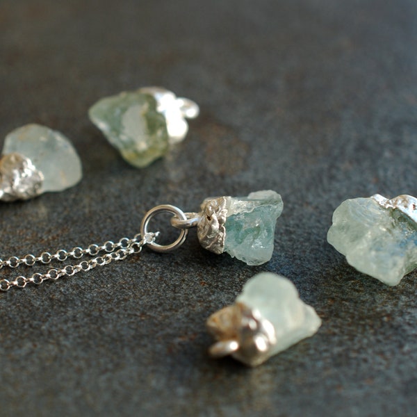 Raw gemstone pendant (chain optional) / Sterling silver / birthday gifts / personalized gifts.