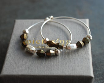 Sterling Silver Hoops with czech glass beads