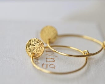 20 mm Gold Vermeil Hoop Earrings NIA  | 18 kt Gold Plated Sterling Silver | Minimalist Textured Gold Hoops
