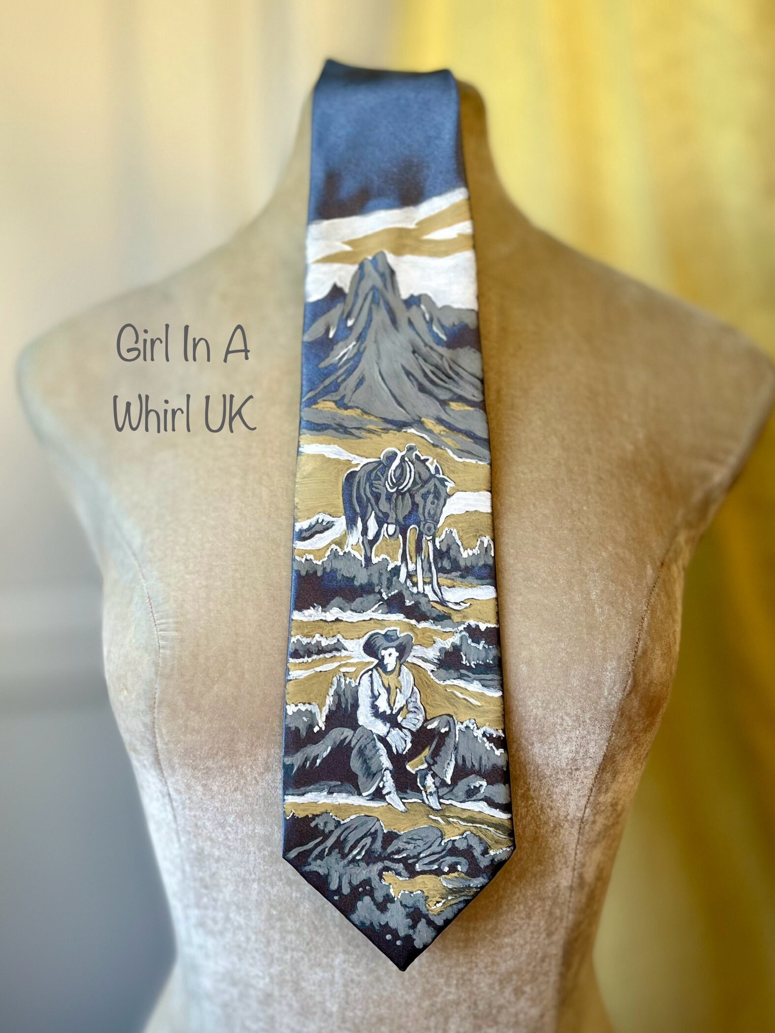 Vintage Hand Painted Western Cowboy Tie. Repro of an Original 1940's 1950's - Etsy Canada Vintage Hand Painted Western Cowboy Tie. Repro of an Original 1940's 1950's - Etsy Canada