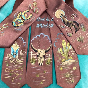 正規代理店 Cowboy Western Painted Hand Vintage Tie. an of Repro 小物