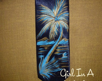 VTG Stil Hawaii Palmen Hibiskus 40er 50er Jahre schwingen Krawatte Hochzeit Geschenk