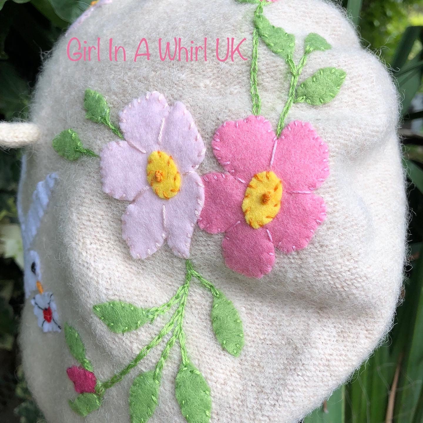 Victorian Style Romantic Beret, Hand Felt Appliqued