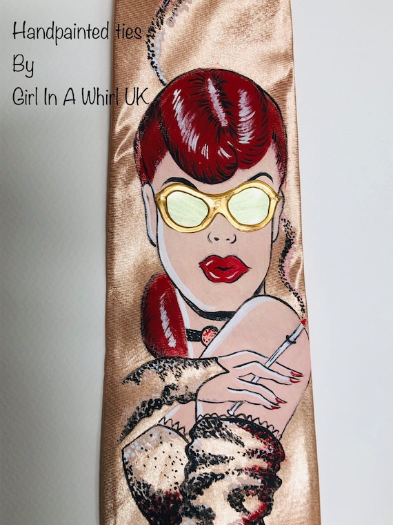 Vintage Reproduction Hand Painted Tie 1940's 1950's Swing