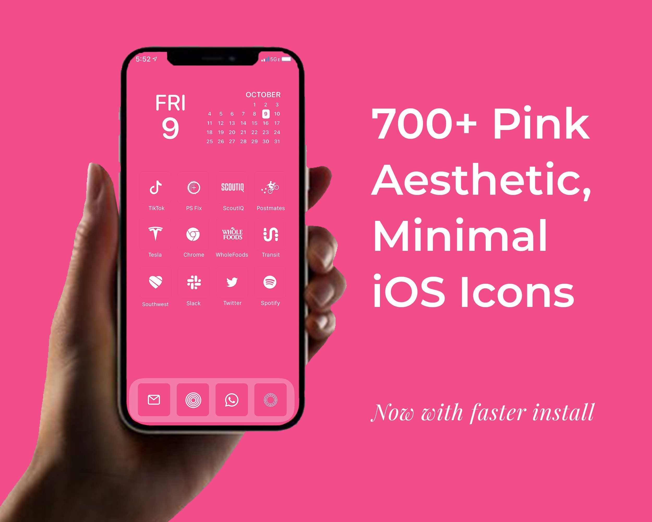 700 Ios Bright Pink Ios Icon Pack W/ 2 Wallpapers Iphone - Etsy