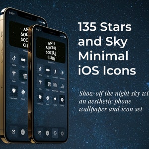 135 Stars & Night Sky iOS Icon Pack | All Access | iPhone iOS14 App Icons Pack | Aesthetic Home Screen | iOS 14 Widget Photos | Widgetsmith