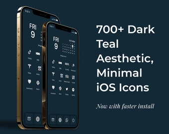 700+ Dark Teal Minimal iOS Icon Pack | Luxury Icons | iPhone iOS14 App Icon Pack | Aesthetic Home Screen | iOS 14 Widget Photo | Widgetsmith