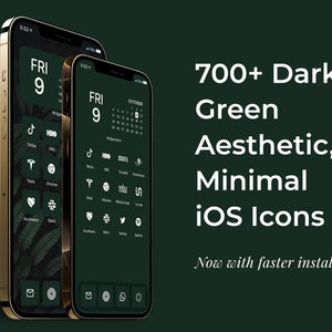700+ Dark Green Minimal iOS Icon Pack | Luxury Icon | iPhone iOS14 App Icon Pack | Aesthetic Home Screen | iOS 14 Widget Photo | Widgetsmith
