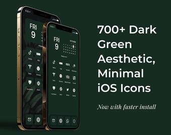 700+ Dark Green Minimal iOS Icon Pack | Luxury Icon | iPhone iOS14 App Icon Pack | Aesthetic Home Screen | iOS 14 Widget Photo | Widgetsmith