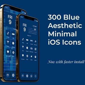 300 Blue Minimal iOS Icon Pack | Luxury Icons | iPhone iOS14 App Icons Pack | Aesthetic Home Screen | iOS 14 Widget Photos | Widgetsmith