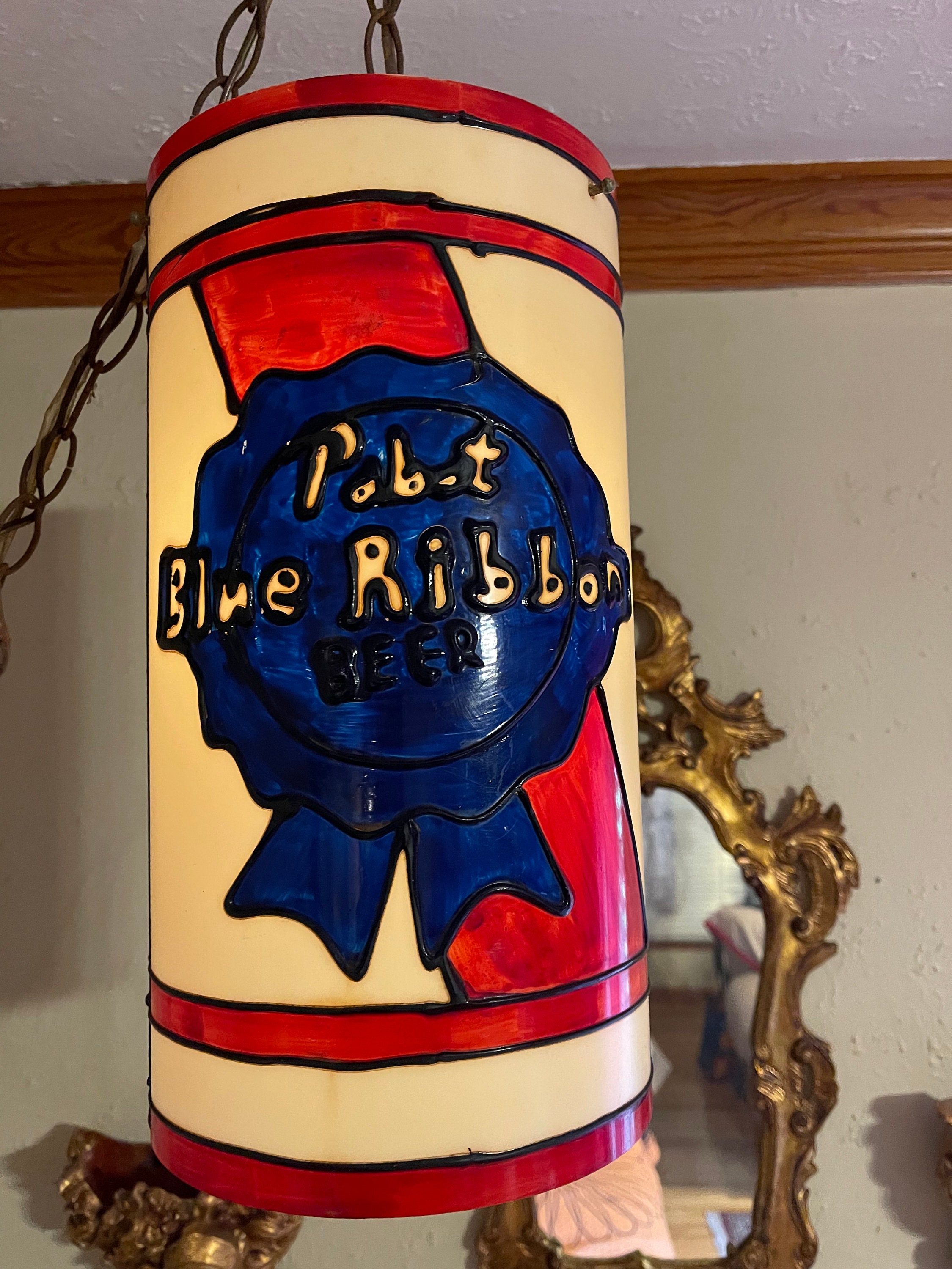Vintage Pabst Blue Ribbon Hanging Lamp - Etsy