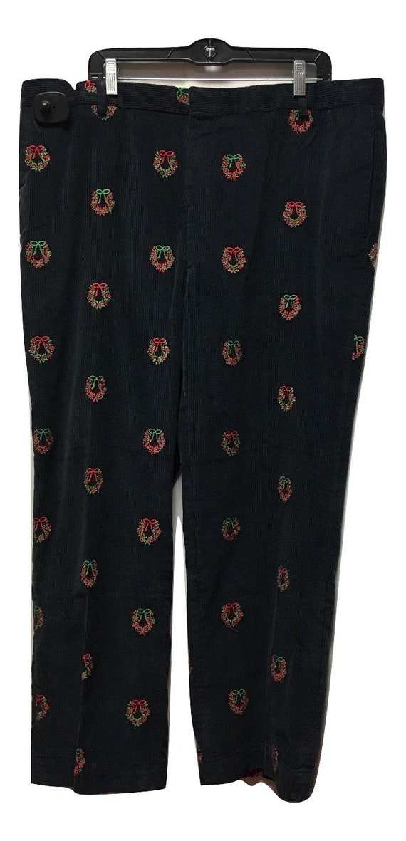 Vintage Orvis Christmas Wreath Embroidered Pants