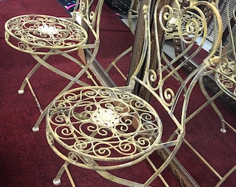 Vintage Wrought Iron Folded Chairs