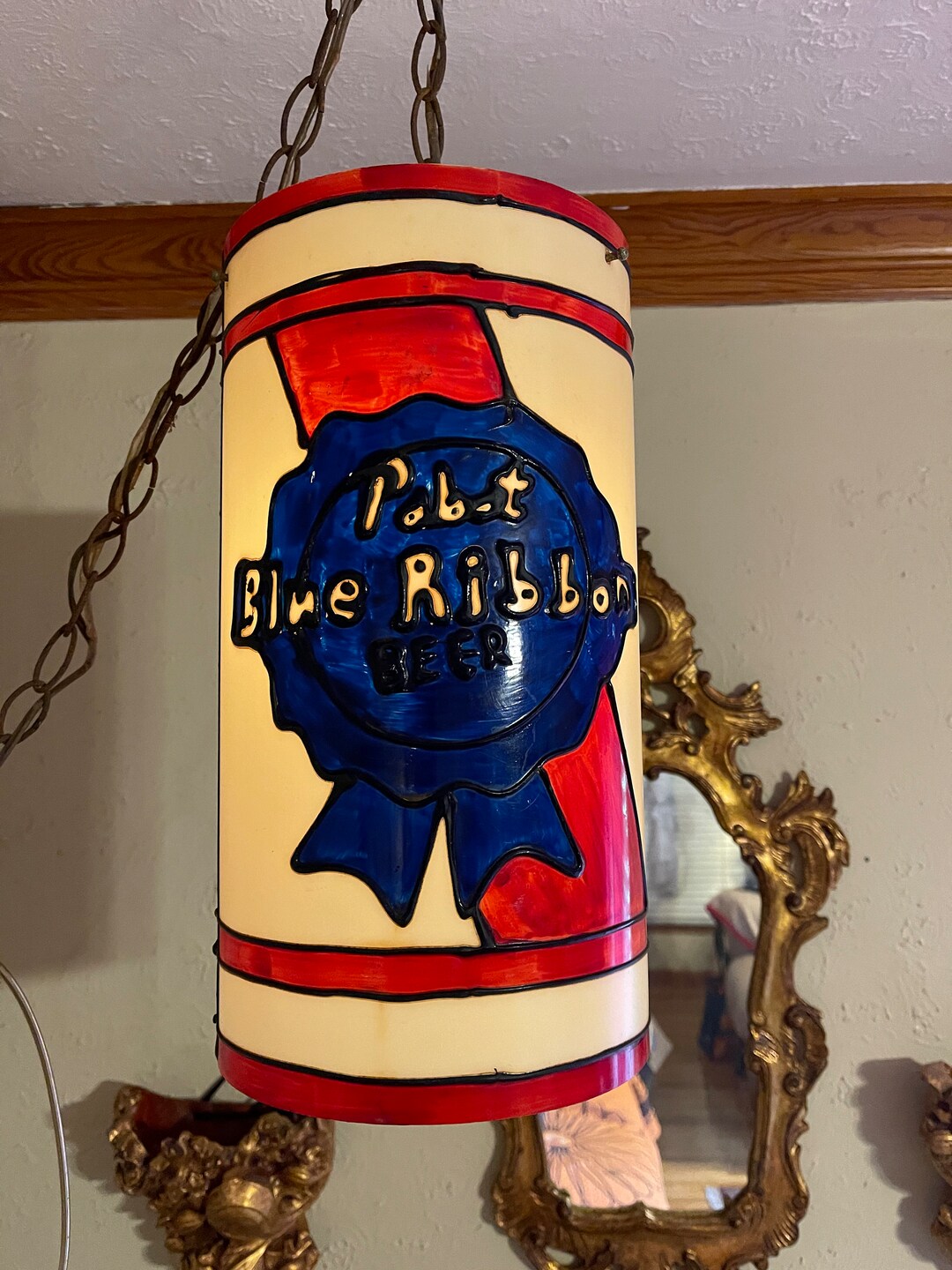 80's ヴィンテージ Pabst Blue Ribbon ペンダントランプ Vintage Pabst Blue Ribbon Hanging Lamp - Etsy