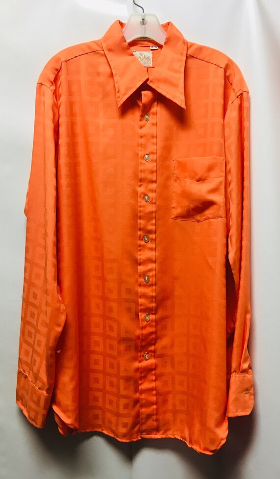 Vintage Lansky Orange Disco Shirt - image 5