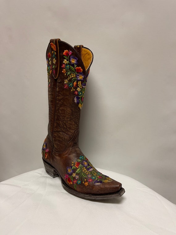 Embroidered floral boots discount