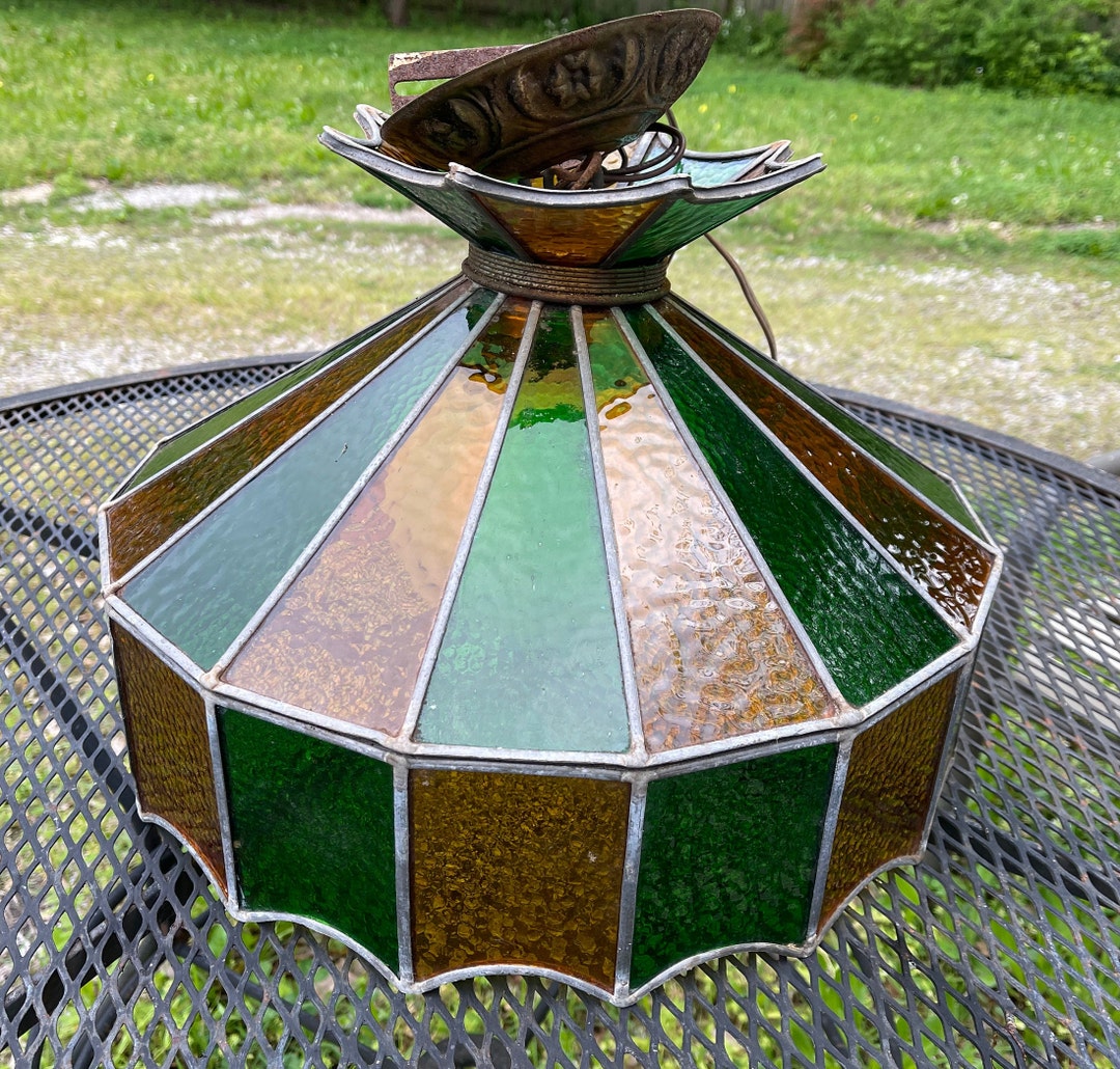 Vintage Stained Glass Lamp Etsy