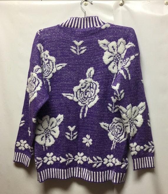 Vintage Glamour Knit Floral Sweater - image 3