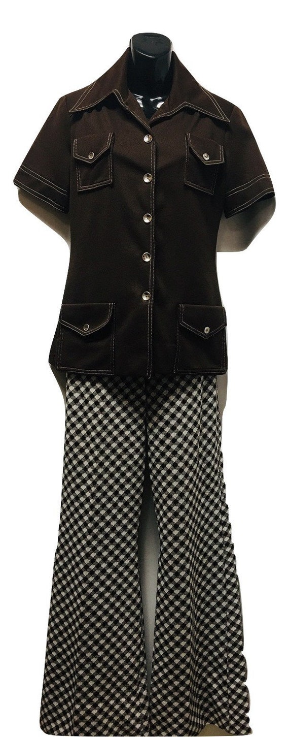 Vintage Knit Houndstooth Pants Suit