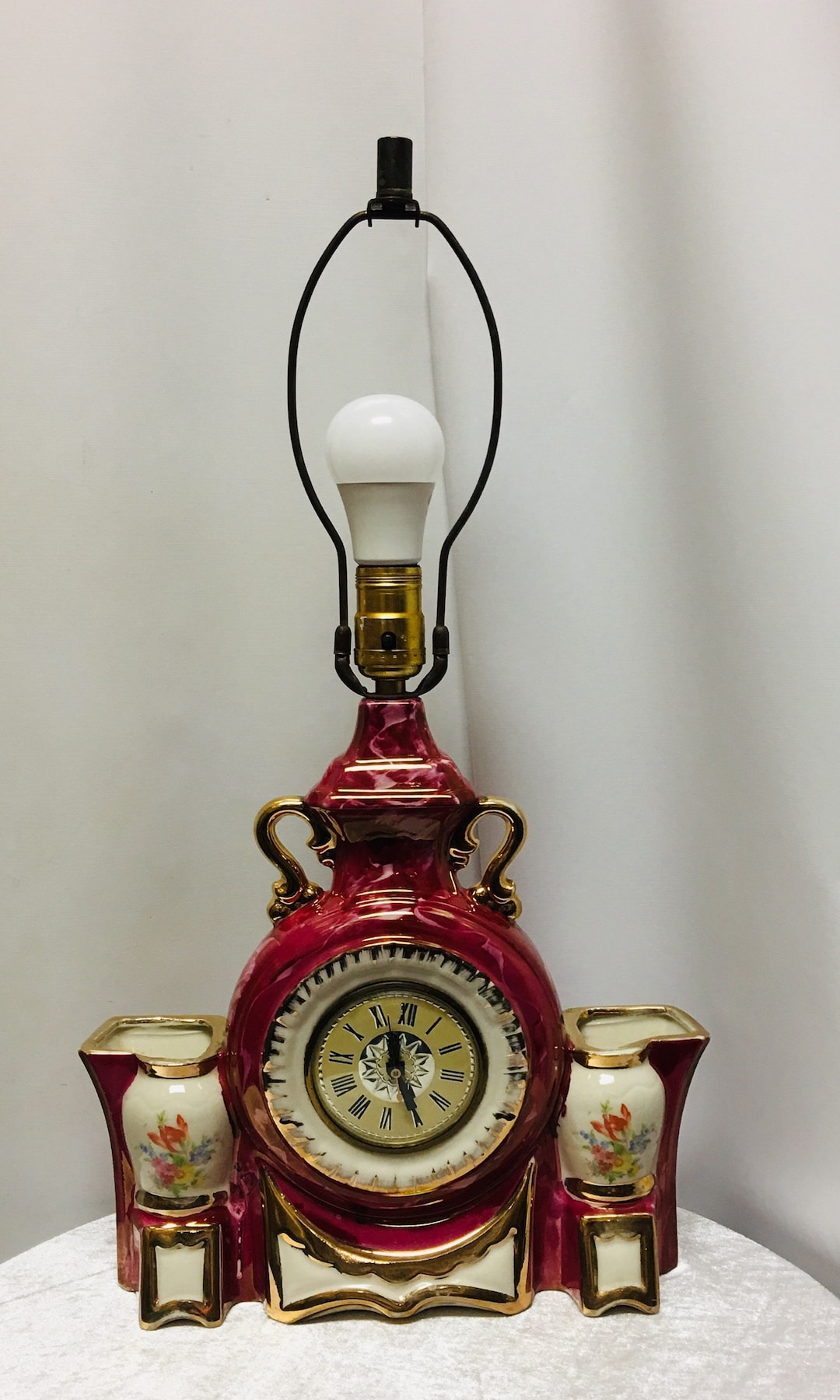 Vintage Lanshire Self Starting Clock Lamp Etsy