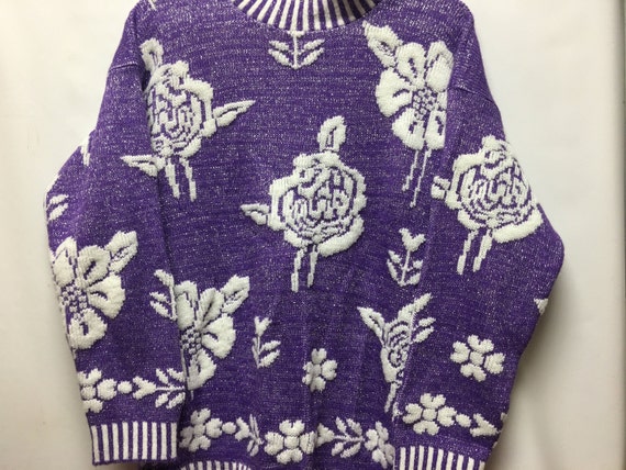 Vintage Glamour Knit Floral Sweater - image 6