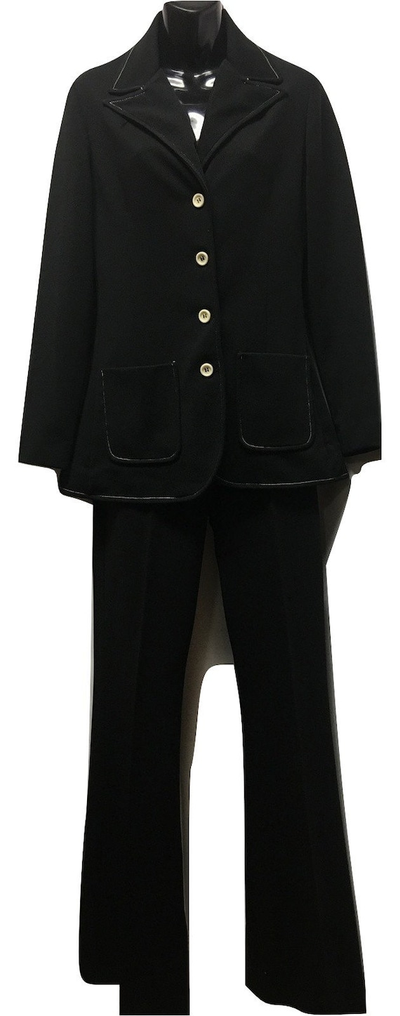 Vintage Black Polyester Pants Suits