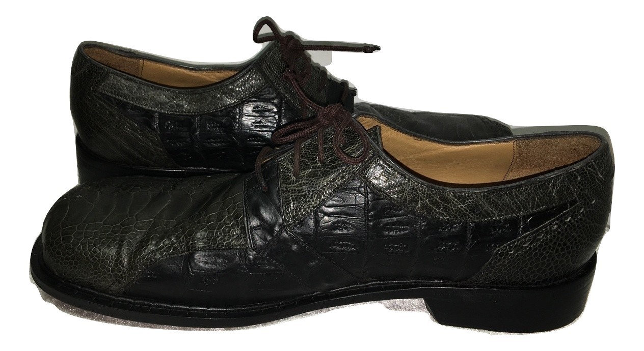 Belvedere Men\'s Black Croc-Embossed Leather Derby Shoes. Size 10 -11 mens | Product Tag main image 3