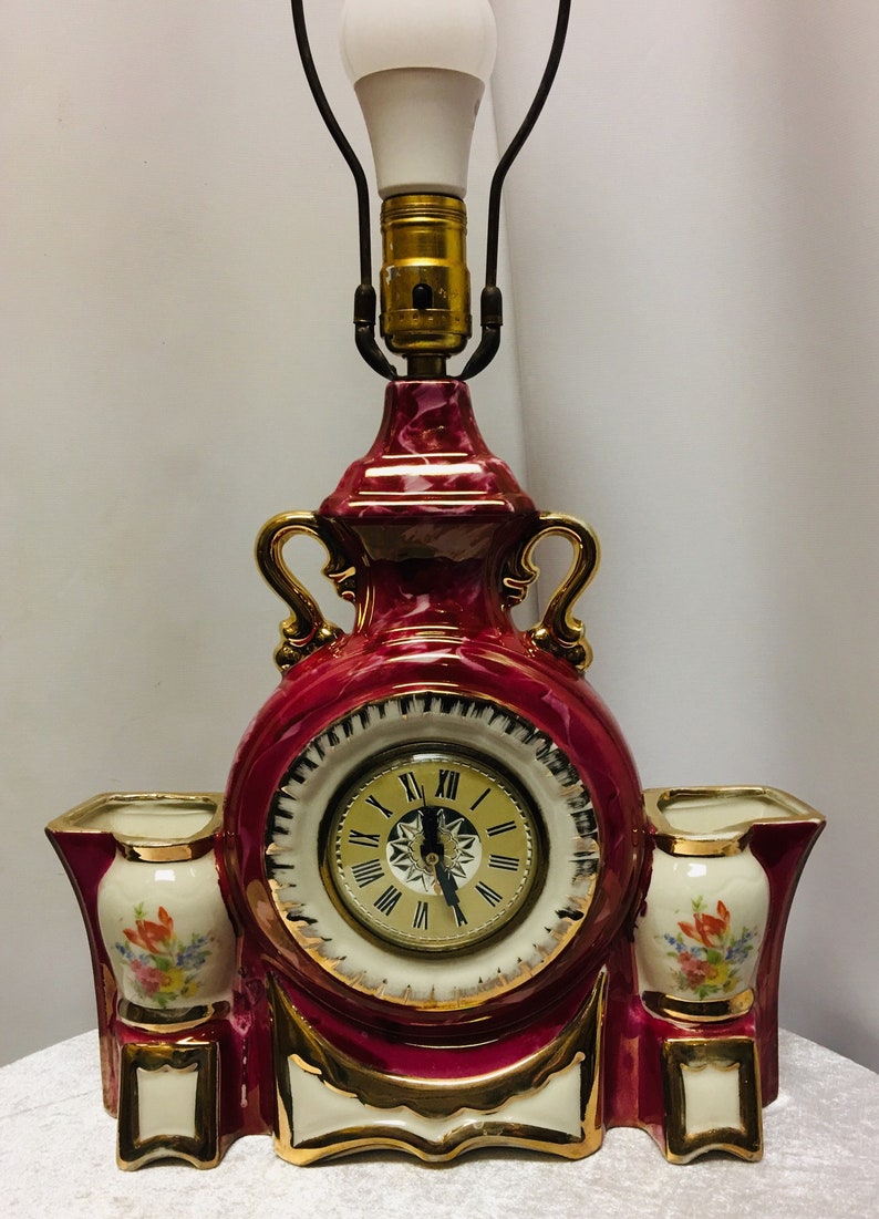 Vintage Lanshire Self Starting Clock Lamp Etsy
