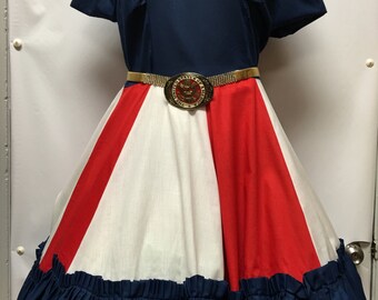 Vintage Helen Red/White/Blue Square Dance Dress