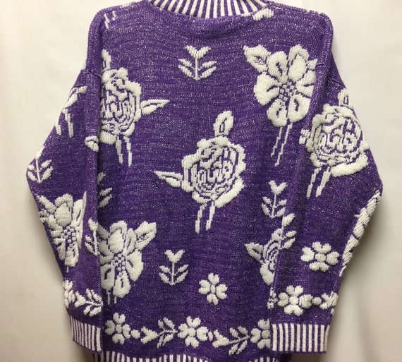 Vintage Glamour Knit Floral Sweater - image 7