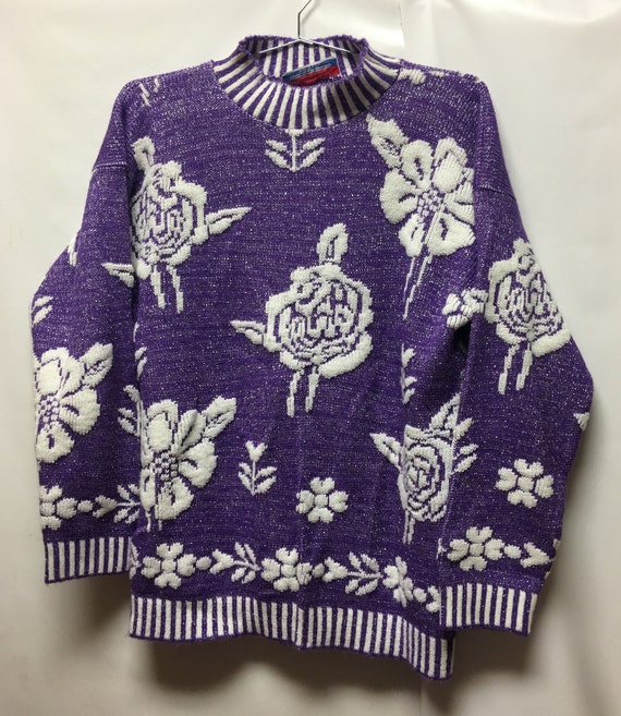 Vintage Glamour Knit Floral Sweater - image 1