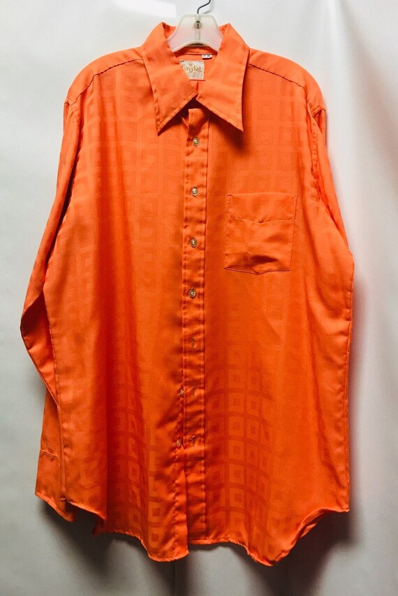 Vintage Lansky Orange Disco Shirt - image 1