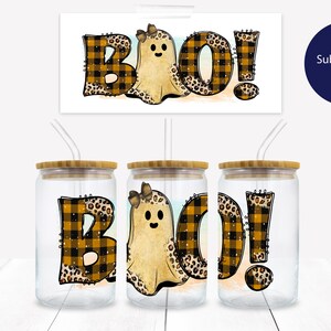 Boo Halloween 16 oz. Libbey Tumbler Wrap - Sublimation Wrap- Ready to Press Sublimation