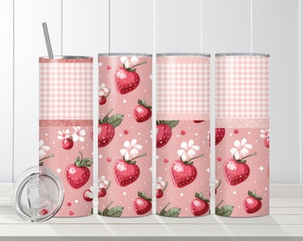 Strawberry Coquette 20 oz Skinny Tumbler Bundle of 4 PNG's