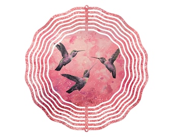 Hummingbird and Glitter 8" Wind Spinner Sublimation Transfer Ready to Press