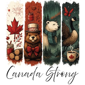 Canada Strong Brush Stroke Frame PNG - Orgoglio canadese, Vero Nord, per DTF, DTG, Sublimazione