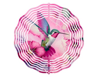 Pink Hummingbird  8" Wind Spinner Sublimation Transfer Ready to Press